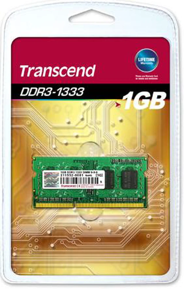 Alt view image 2 of 2 - Transcend TS128MSK64V3U Transcend 1GB DDR3 SDRAM Memory Module - 1GB - 1333MHz Non-ECC - DDR3 SDRAM - 204-pin SoDIMM
