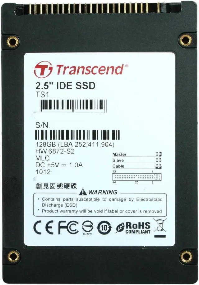Alt view image 5 of 6 - Transcend 2.5" 128GB PATA MLC Internal Solid State Drive (SSD) TS128GSSD25-M