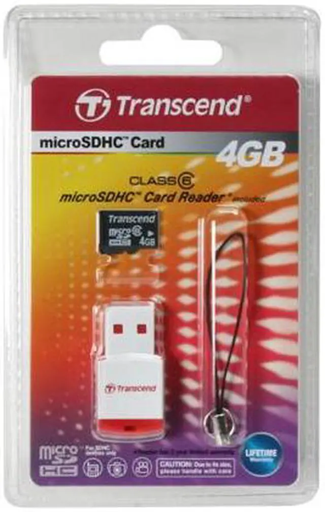 Alt view image 3 of 3 - Transcend 4GB microSDHC Flash Card with P3 card reader Model TS4GUSDHC6-P3