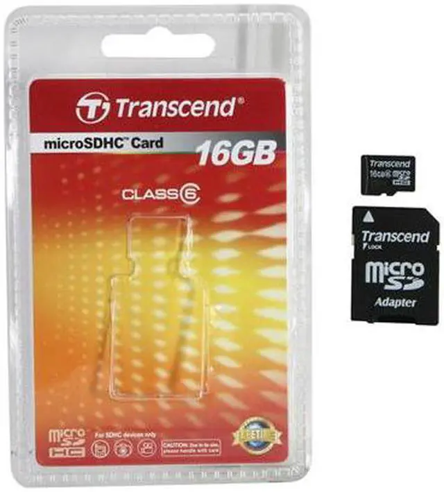 Alt view image 5 of 5 - Transcend 16GB microSDHC Flash Card with SD Adapter Model TS16GUSDHC6