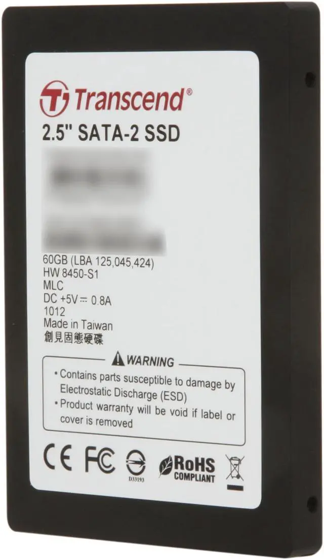 Alt view image 2 of 6 - Transcend 2.5" 60GB SATA II MLC Internal Solid State Drive (SSD) TS60GSSD25D-M