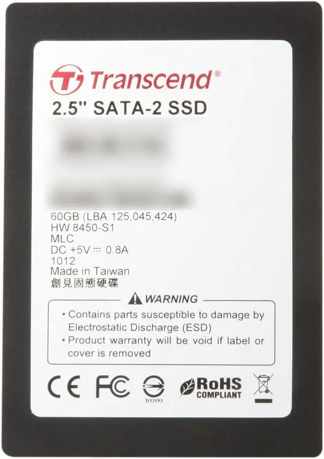 Alt view image 3 of 6 - Transcend 2.5" 60GB SATA II MLC Internal Solid State Drive (SSD) TS60GSSD25D-M