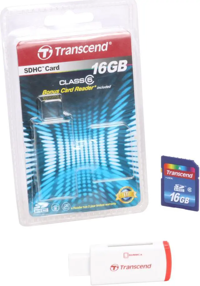 Alt view image 4 of 4 - Transcend 16GB Secure Digital High-Capacity (SDHC) Flash Card w/ P2 Card Reader Model TS16GSDHC6-P2