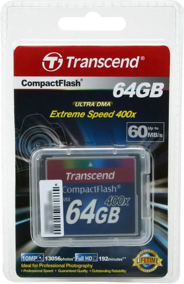 Alt view image 3 of 3 - Transcend 64GB Compact Flash (CF) 400X Flash Card Model TS64GCF400
