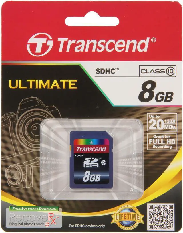 Alt view image 4 of 4 - Transcend 8GB Secure Digital High-Capacity (SDHC) Flash Card Model TS8GSDHC10