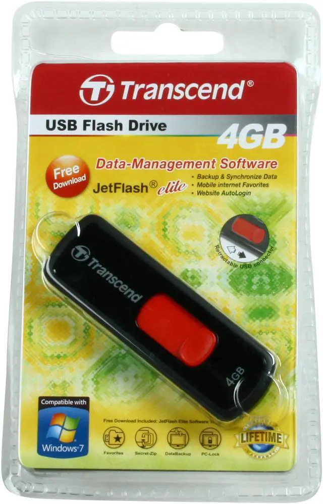 Alt view image 5 of 5 - Transcend JetFlash 500 4GB USB 2.0 Flash Drive (Red) TS4GJF500
