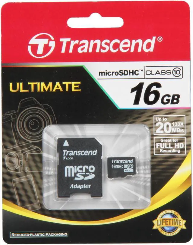 Alt view image 3 of 3 - Transcend 16GB microSDHC Flash Card Model TS16GUSDHC10
