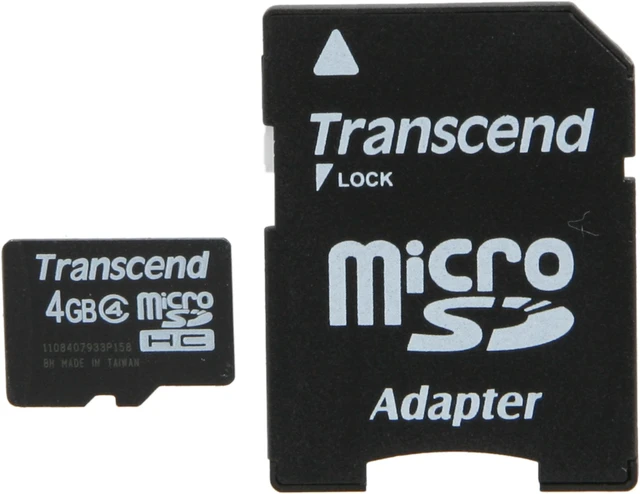 Main image of Transcend 4GB microSDHC Flash Card with Adapter Model TS4GUSDHC4