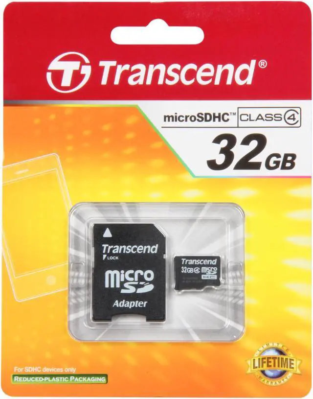 Alt view image 3 of 3 - Transcend 32GB microSDHC Flash Card with Adapter Model TS32GUSDHC4