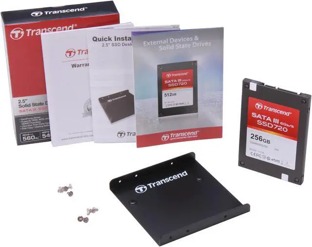 Alt view image 6 of 6 - Transcend SSD 720 2.5" 256GB SATA III Internal Solid State Drive (SSD) with Desktop Upgrade Kit