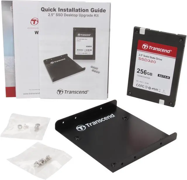 Alt view image 6 of 6 - Transcend SSD 320 2.5" 256GB SATA III Internal Solid State Drive (SSD) with Desktop Upgrade Kit