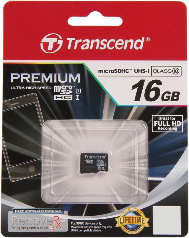 Alt view image 3 of 3 - Transcend 16GB Flash Card Model TS16GUSDCU1