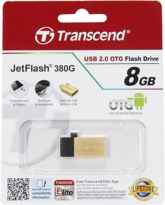Alt view image 6 of 6 - Transcend JetFlash 380 8GB USB 2.0 OTG Flash Drive TS8GJF380G