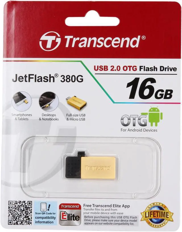 Alt view image 5 of 5 - Transcend JetFlash 380 16GB USB 2.0 OTG Flash Drive TS16GJF380G