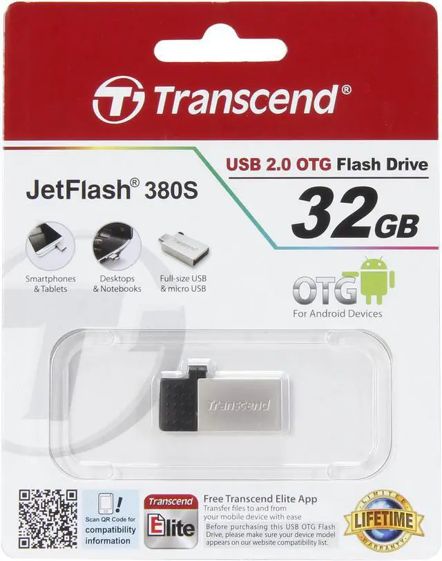 Alt view image 6 of 7 - Transcend JetFlash 380 32GB USB 2.0 OTG Flash Drive TS32GJF380S