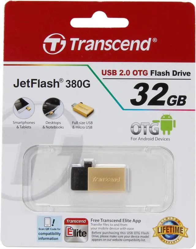 Alt view image 6 of 6 - Transcend JetFlash 380 32GB USB 2.0 OTG Flash Drive TS32GJF380G