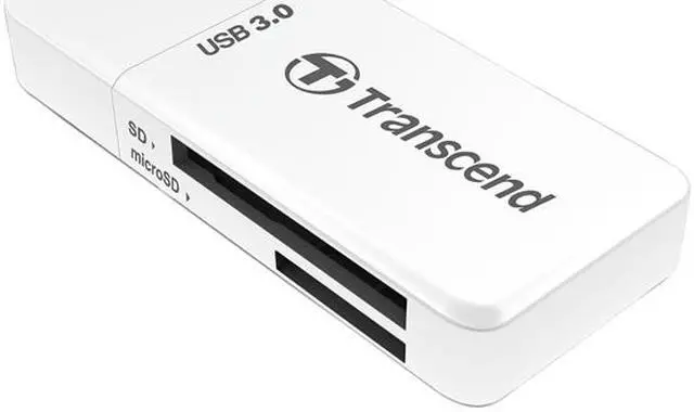 Alt view image 2 of 3 - Transcend RDF5 USB 3.0 Support SDHC (UHS-I), SDXC (UHS-I), microSD, microSDHC (UHS-I), and microSDXC (UHS-I) Flash Card Reader - White