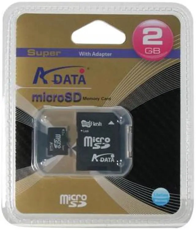 Alt view image 3 of 3 - ADATA 2GB MicroSD Flash Card Model Micro SD 2G