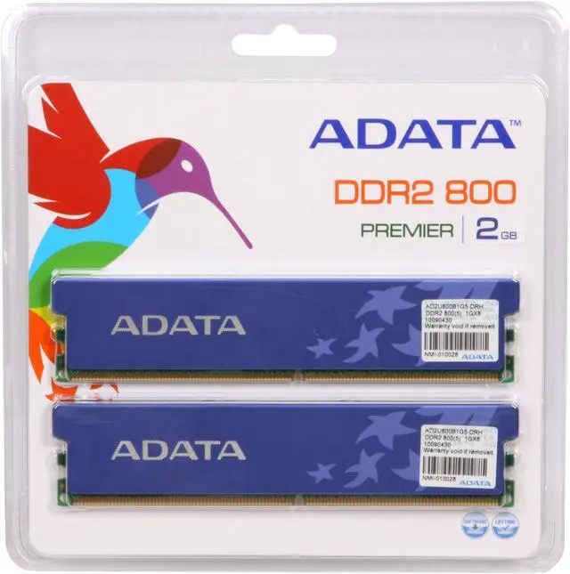 Alt view image 3 of 3 - ADATA 2GB (2 x 1GB) DDR2 800 (PC2 6400) Dual Channel Kit Desktop Memory Model AD2U800B1G5-DRH