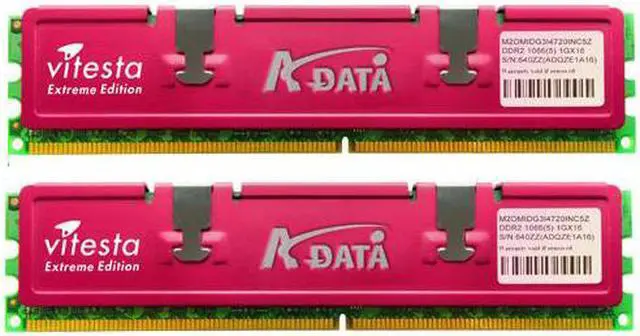 Main image of ADATA 4GB (2 x 2GB) DDR2 667 (PC2 5300) Dual Channel Kit Desktop Memory Model ADQPE1B16K