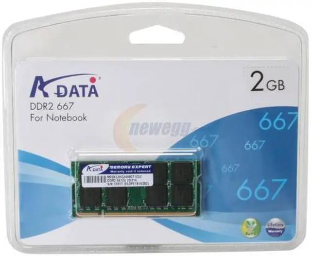 Alt view image 2 of 2 - ADATA 2GB 200-Pin DDR2 SO-DIMM DDR2 667 (PC2 5300) Laptop Memory Model ADOPE1B16