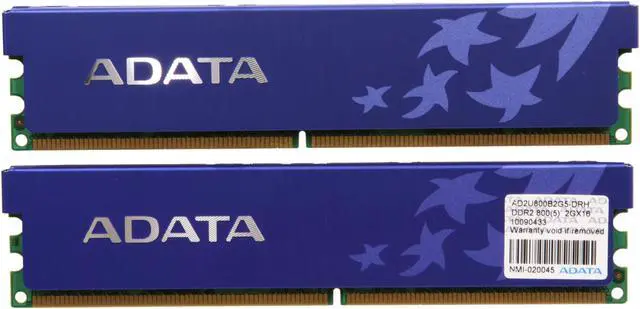 Alt view image 2 of 3 - ADATA 4GB (2 x 2GB) DDR2 800 (PC2 6400) Dual Channel Kit Desktop Memory Model AD2U800B2G5-DRH