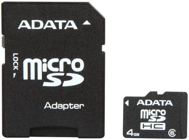 Main image of ADATA 4GB Class 6 Micro SDHC Flash Card with SD adaptor Model AUSDH4GCL6-RA1