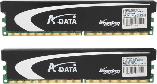 Alt view image 3 of 4 - ADATA G series 4GB (2 x 2GB) DDR2 800 (PC2 6400) Dual Channel Kit Desktop Memory Model AX2U800GB2G5-2G