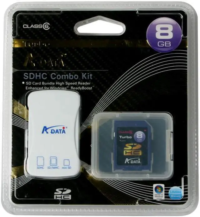 Alt view image 2 of 2 - ADATA 8GB Secure Digital High-Capacity (SDHC) Flash Card Model Turbo SDHC 8G combo