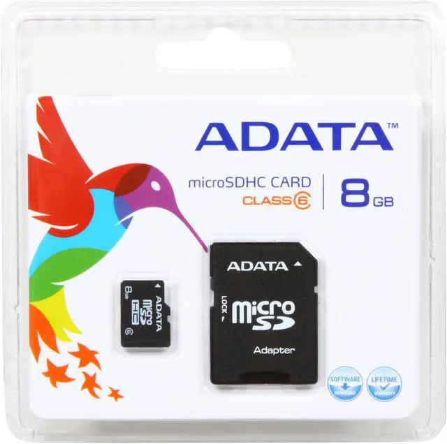 Alt view image 4 of 4 - ADATA 8GB Class 6 Micro SDHC Flash Card with SD adaptor Model MicroSDHC CL6 8G