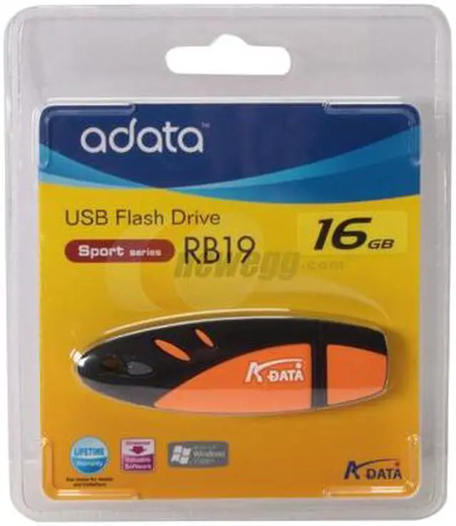 Alt view image 2 of 2 - ADATA Sport Series 16GB Flash Drive (USB2.0 Portable) RB19 16G ORANGE