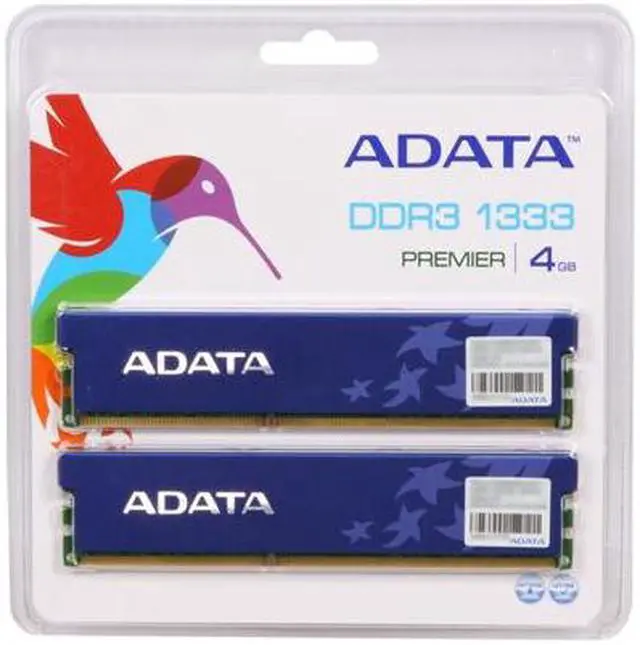 Alt view image 3 of 3 - ADATA 4GB (2 x 2GB) DDR3 1333 (PC3 10666) Dual Channel Kit Desktop Memory Model AD3U1333B2G9-DRH