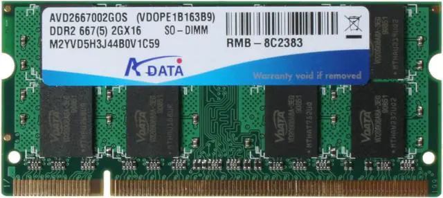 Alt view image 2 of 3 - ADATA 2GB 200-Pin DDR2 SO-DIMM DDR2 667 (PC2 5300) Laptop Memory Model VDOPE1B16