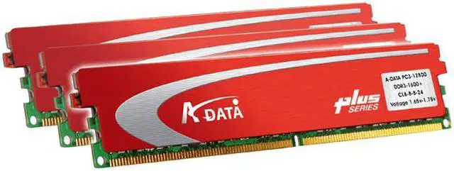 Main image of ADATA Plus Series 6GB (3 x 2GB) DDR3 1600 (PC3 12800) Desktop Memory Model AX3U1600PB2G8-3P