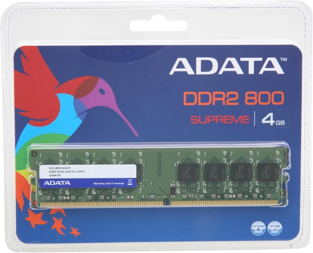 Alt view image 3 of 3 - ADATA 4GB DDR2 800 (PC2 6400) Desktop Memory Model AD2U800C4G6