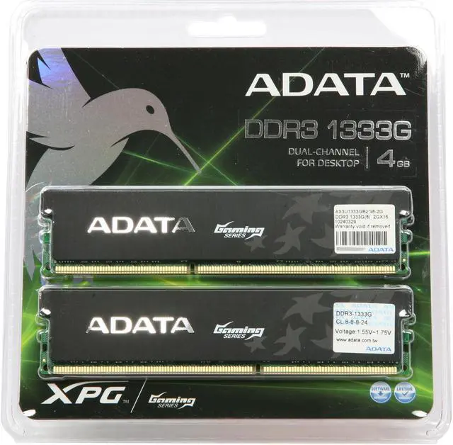 Alt view image 3 of 3 - ADATA Gaming Series 4GB (2 x 2GB) DDR3 1333G (PC3 10666) Desktop Memory Model AX3U1333GB2G8-2G