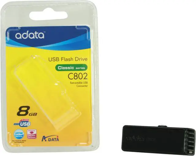 Alt view image 6 of 6 - ADATA Classic Series 8GB USB 2.0 Flash Drive (Black & Black) AC802-8G-RBB