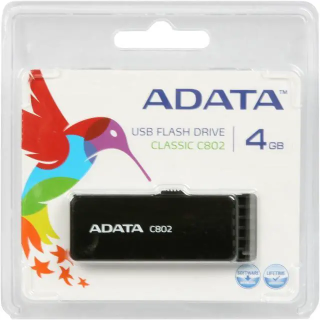 Alt view image 4 of 4 - ADATA Classic Series 4GB USB 2.0 Flash Drive (Black) AC802-4G-RBB