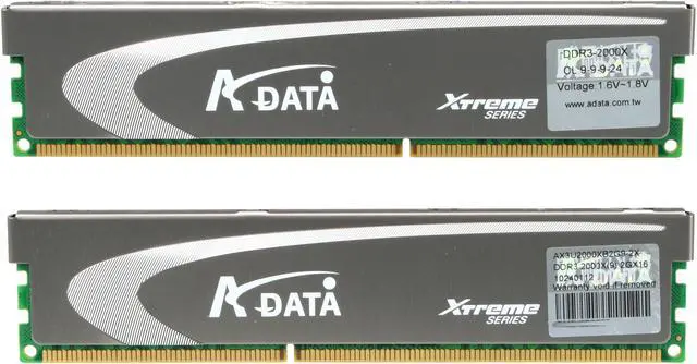 Alt view image 2 of 3 - ADATA 4GB (2 x 2GB) DDR3 2000 (PC3 16000) Desktop Memory Model AX3U2000XB2G9-2X