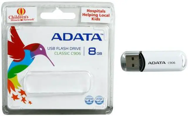 Alt view image 5 of 5 - ADATA Classic Series 8GB USB 2.0 Flash Drive (White) AC906-8G-RWH