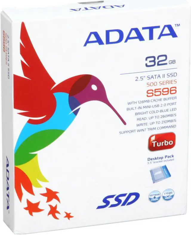 Main image of ADATA S596 Turbo AS596TB-32GM-C 2.5" 32GB USB 2.0 & SATAII Internal / External Solid State Drive (SSD)
