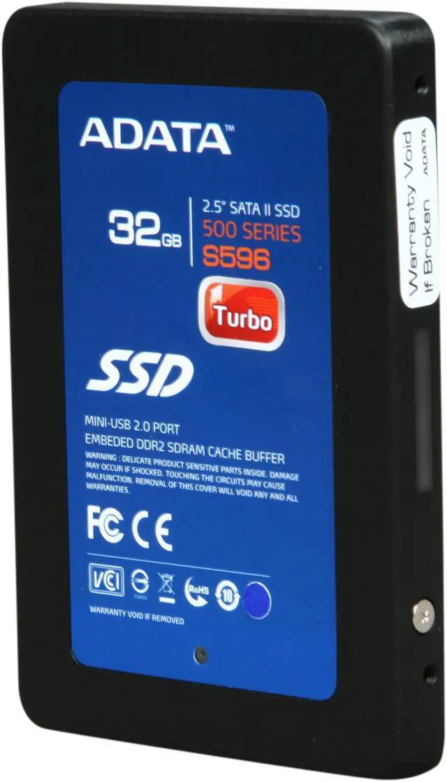 Alt view image 2 of 6 - ADATA S596 Turbo AS596TB-32GM-C 2.5" 32GB USB 2.0 & SATAII Internal / External Solid State Drive (SSD)