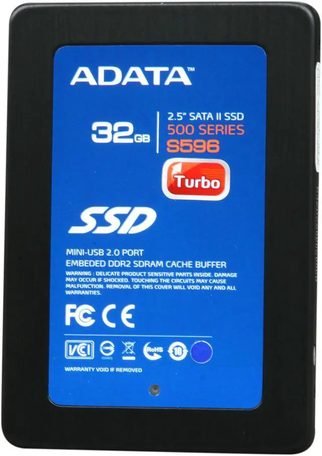 Alt view image 3 of 6 - ADATA S596 Turbo AS596TB-32GM-C 2.5" 32GB USB 2.0 & SATAII Internal / External Solid State Drive (SSD)