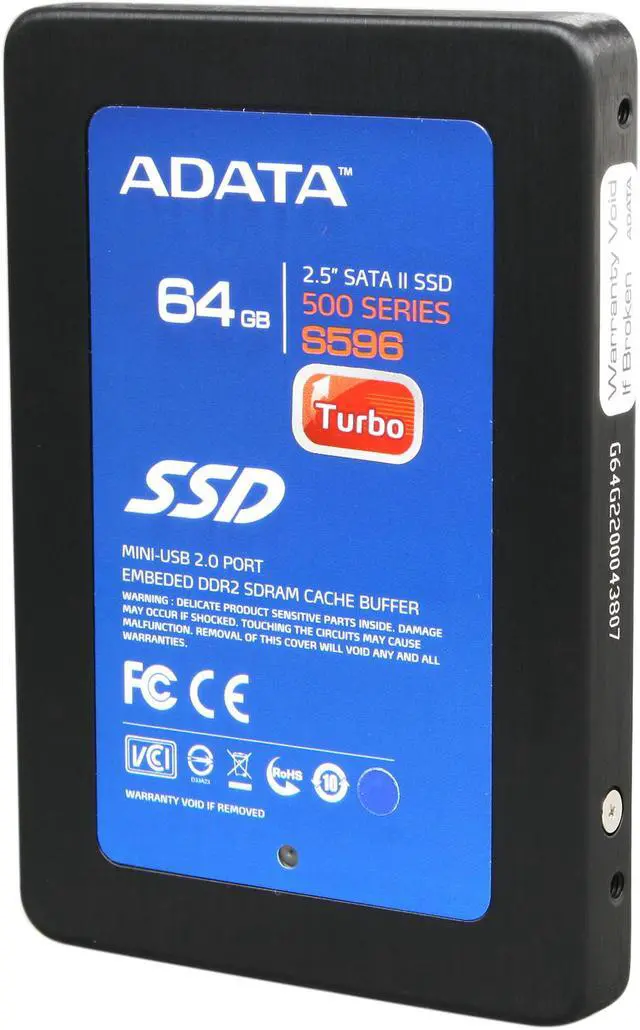 Main image of ADATA S596 Turbo AS596TB-64GM-C 2.5" 64GB USB 2.0 & SATAII Internal / External Solid State Drive (SSD)