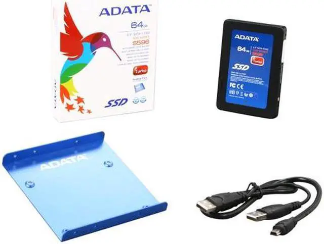 Alt view image 5 of 5 - ADATA S596 Turbo AS596TB-64GM-C 2.5" 64GB USB 2.0 & SATAII Internal / External Solid State Drive (SSD)