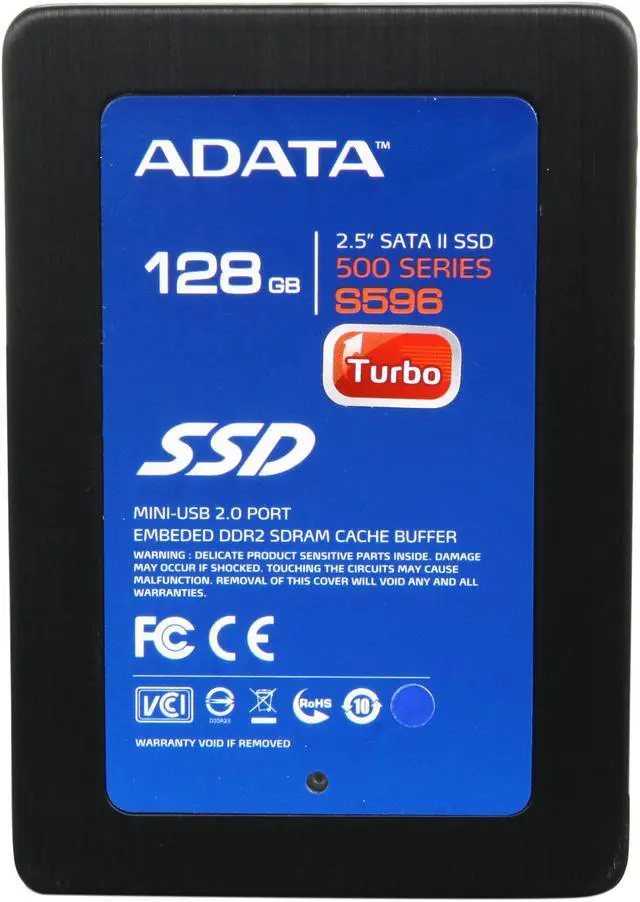 Alt view image 2 of 5 - ADATA S596 Turbo AS596TB-128GM-C 2.5" 128GB USB 2.0 & SATAII Internal / External Solid State Drive (SSD)