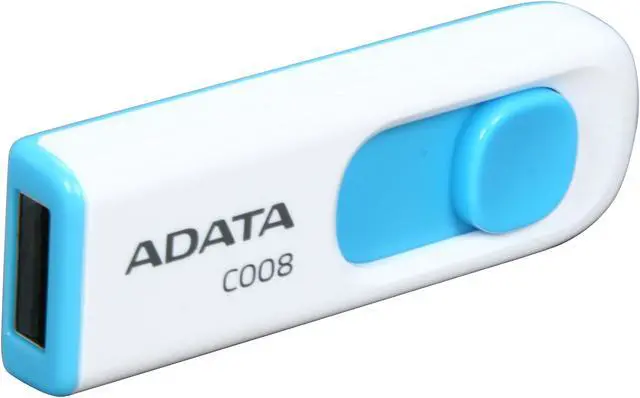 Main image of ADATA Classic Series 16GB Retractable USB 2.0 Flash Drive (White + Blue) AC008-16G-RWE