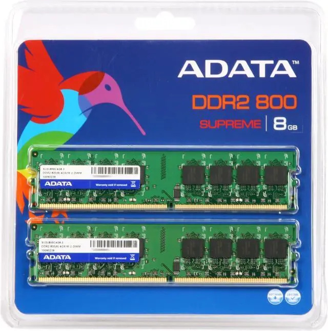 Alt view image 3 of 3 - ADATA Supreme Series 8GB (2 x 4GB) DDR2 800 (PC2 6400) Desktop Memory Model SU2U800C4G6-2