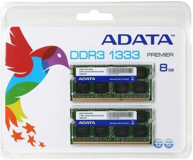 Alt view image 3 of 3 - ADATA Supreme Series 8GB (2 x 4GB) 204-Pin DDR3 SO-DIMM DDR3 1333 (PC3 10600) Laptop Memory Model AD3S1333C4G9-2
