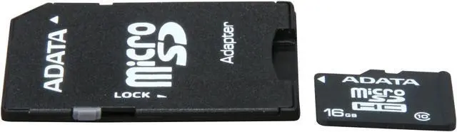 Alt view image 3 of 4 - ADATA 16GB Class 10 Micro SDHC Flash Card with SD adaptor Model AUSDH16GCL10-RA1